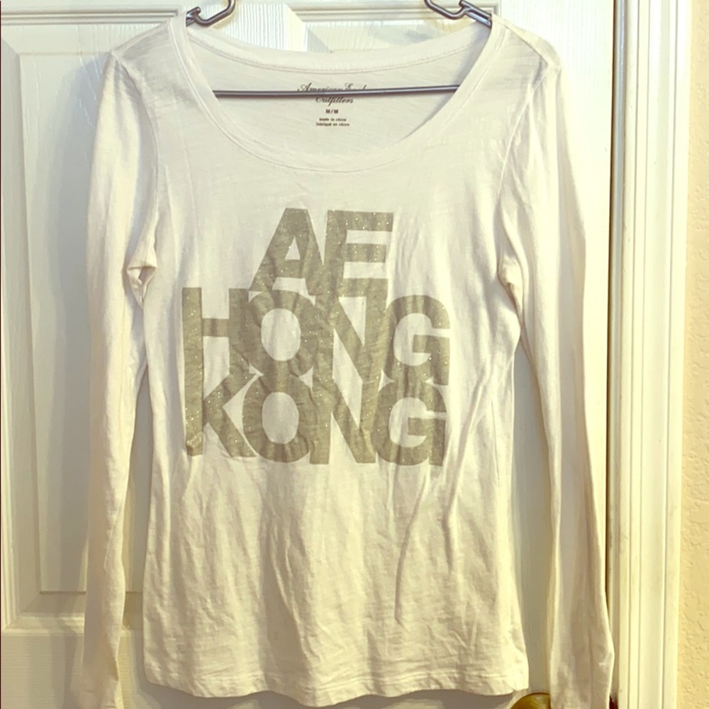 American Eagle White Long Sleeve Shirt